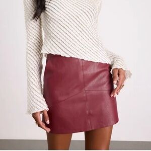 Lulu's Burgundy Vegan Leather Mini Skirt